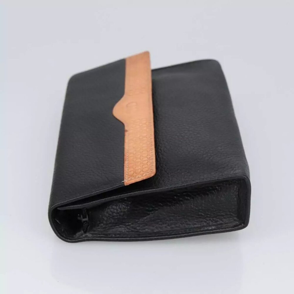 Christian Dior Pouch Leather Black Gold Auth - Picture 11 of 15